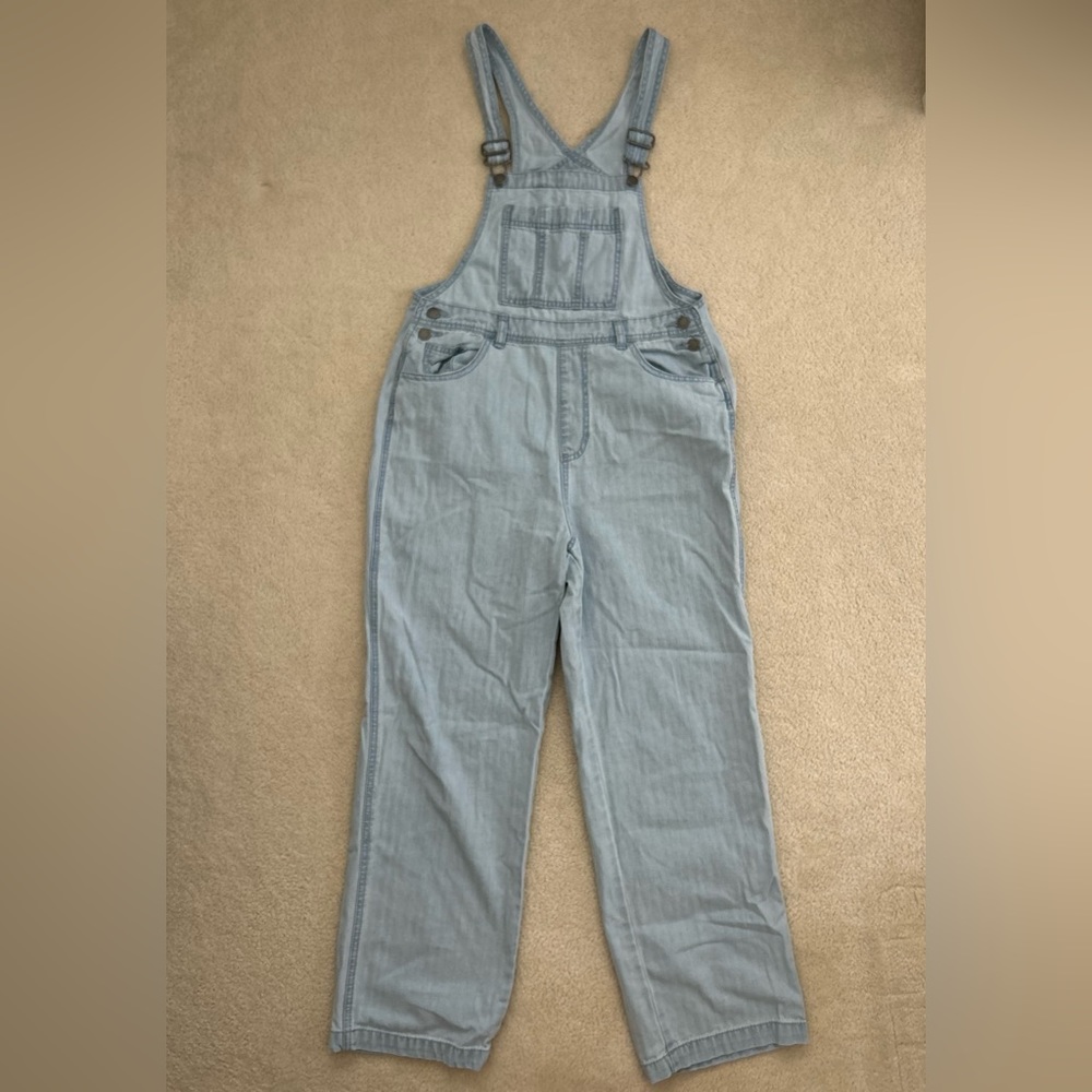 Light wash denim overalls